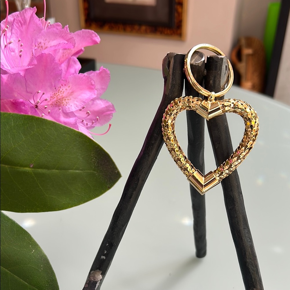 Whiting & Davis 💛 Gold Heart Key Ring.